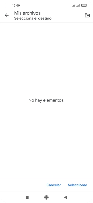 Si deseas crear una nueva carpeta, pulsa el icono de nueva carpeta y sigue las indicaciones de la pantalla para crearla. Si deseas crear una nueva carpeta, pulsa el icono de nueva carpeta y sigue las indicaciones de la pantalla para crearla.