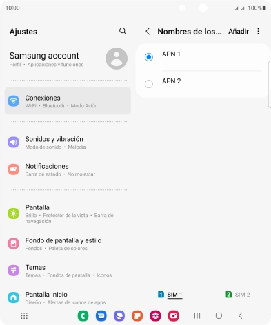 Pulsa en el campo junto a la conexión de datos para activarla. Pulsa en el campo junto a la conexión de datos para activarla.
