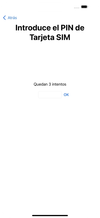 Si es necesario desbloquear la tarjeta SIM, introduce el código PIN y pulsa OK. Si es necesario desbloquear la tarjeta SIM, introduce el código PIN y pulsa OK.