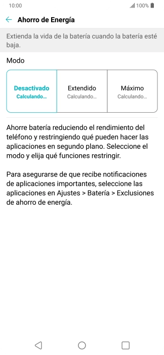 Pulsa el ajuste deseado. Pulsa el ajuste deseado.