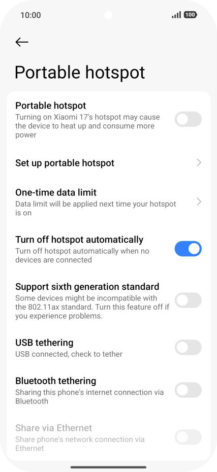 Press Set up portable hotspot.