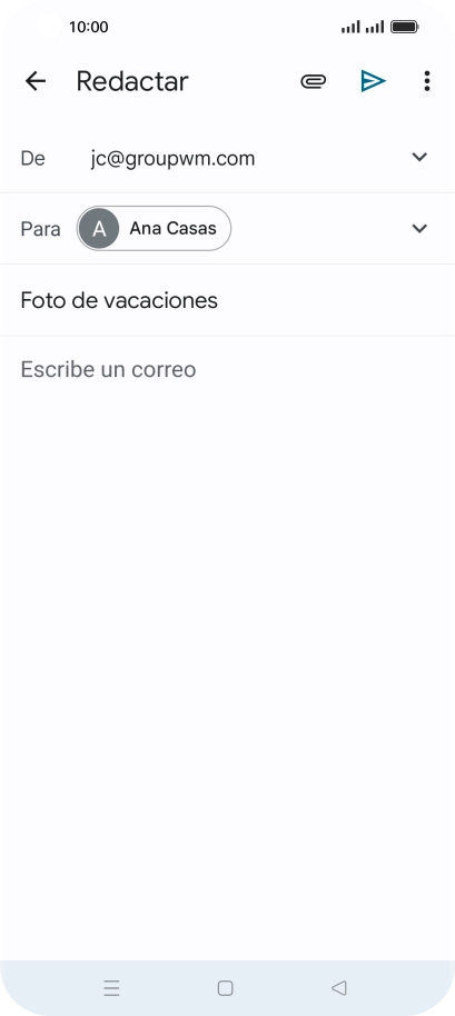 Pulsa en el campo de escritura y escribe el texto del correo electrónico. Pulsa en el campo de escritura y escribe el texto del correo electrónico.