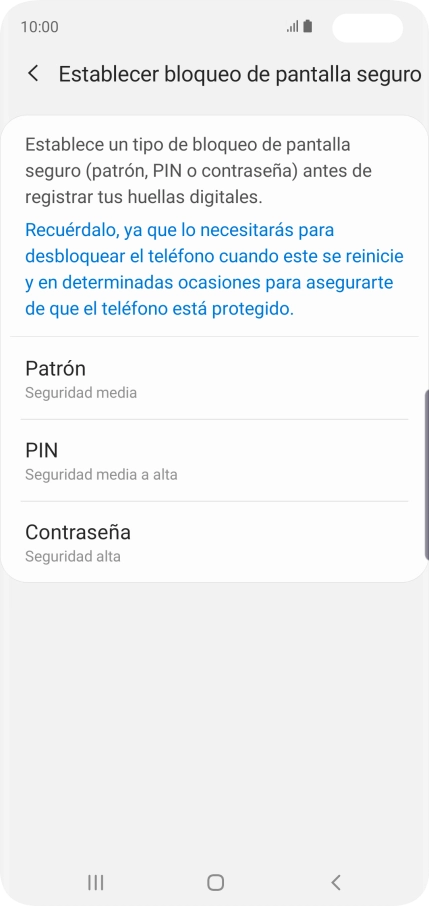 Pulsa el código de seguridad deseado y sigue las indicaciones de la pantalla para crear un código de seguridad del teléfono adicional. Pulsa el código de seguridad deseado y sigue las indicaciones de la pantalla para crear un código de seguridad del teléfono adicional.