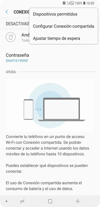 Pulsa Configurar Conexión compartida. Pulsa Configurar Conexión compartida.