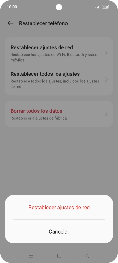 Pulsa Restablecer ajustes de red. Pulsa Restablecer ajustes de red.