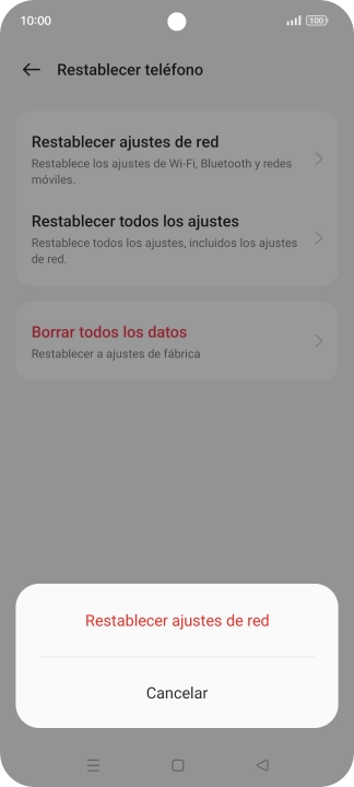 Pulsa Restablecer ajustes de red. Pulsa Restablecer ajustes de red.
