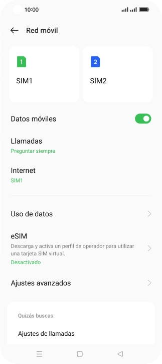 Pulsa la tarjeta SIM deseada. Pulsa la tarjeta SIM deseada.