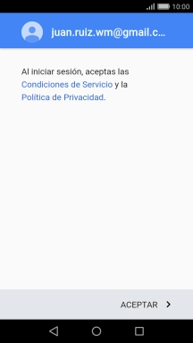 Pulsa ACEPTAR y sigue las indicaciones de la pantalla para seleccionar los ajustes de tu cuenta de Google. Pulsa ACEPTAR y sigue las indicaciones de la pantalla para seleccionar los ajustes de tu cuenta de Google.