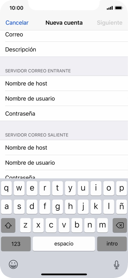 Pulsa Nombre de host e introduce smtp.vodafone.es. Pulsa Nombre de host e introduce smtp.vodafone.es.