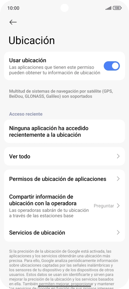 Pulsa Permisos de ubicación de aplicaciones. Pulsa Permisos de ubicación de aplicaciones.