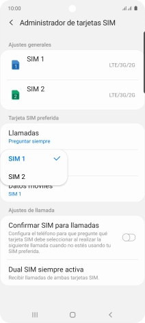 Pulsa la tarjeta SIM deseada. Pulsa la tarjeta SIM deseada.