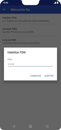 Introduce el código PIN2 y pulsa ACEPTAR. Introduce el código PIN2 y pulsa ACEPTAR.