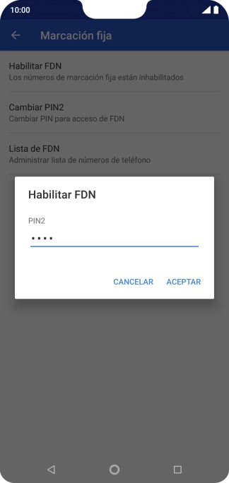 Introduce el código PIN2 y pulsa ACEPTAR. Introduce el código PIN2 y pulsa ACEPTAR.
