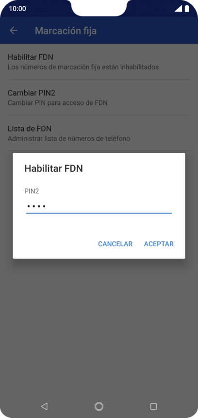 Introduce el código PIN2 y pulsa ACEPTAR. Introduce el código PIN2 y pulsa ACEPTAR.