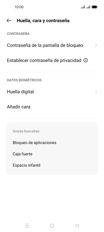 Pulsa Huella digital e introduce el código de seguridad extra que has creado anteriormente. Pulsa Huella digital e introduce el código de seguridad extra que has creado anteriormente.