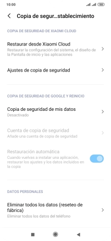 Pulsa Eliminar todos los datos (reseteo de fábrica). Pulsa Eliminar todos los datos (reseteo de fábrica).