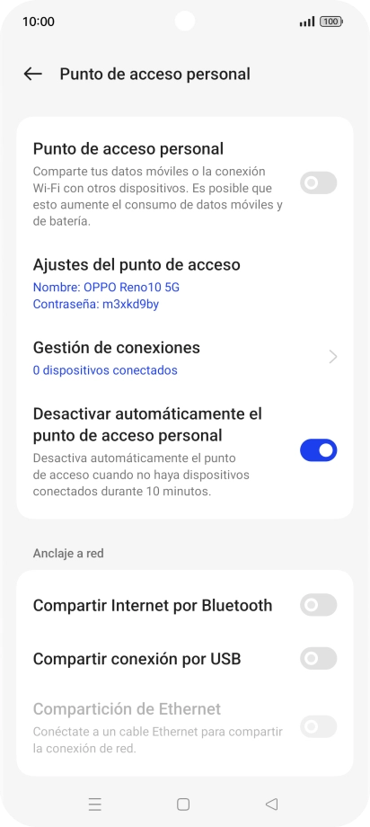 Pulsa Ajustes del punto de acceso. Pulsa Ajustes del punto de acceso.