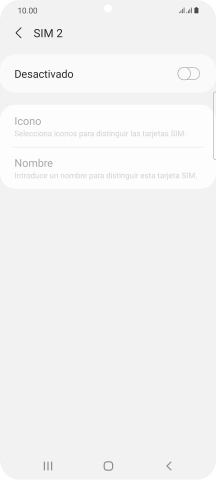 Pulsa el indicador para activar o desactivar el uso de la tarjeta SIM. Pulsa el indicador para activar o desactivar el uso de la tarjeta SIM.