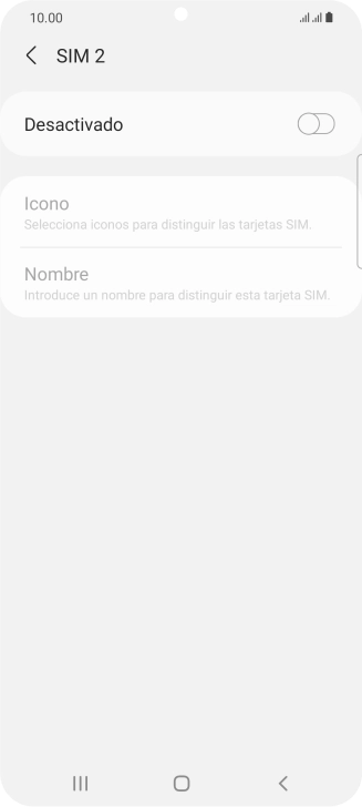 Pulsa el indicador para activar o desactivar el uso de la tarjeta SIM. Pulsa el indicador para activar o desactivar el uso de la tarjeta SIM.