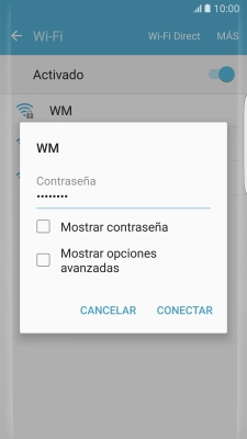 Introduce la contraseña de la red wifi y pulsa CONECTAR.
