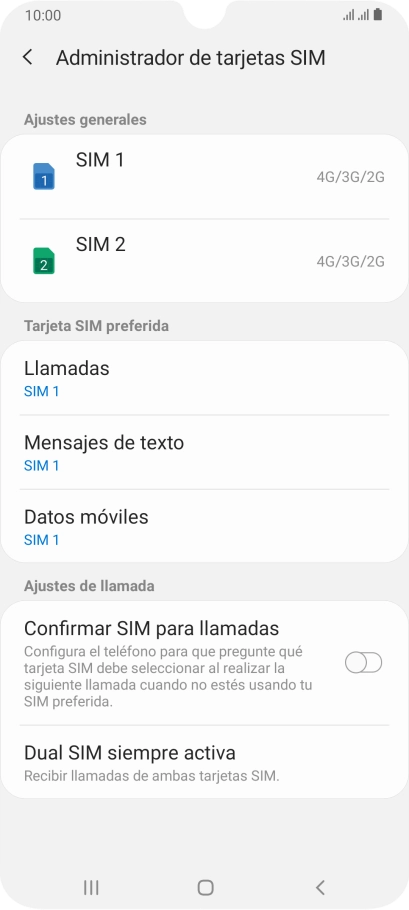 Pulsa la tarjeta SIM deseada. Pulsa la tarjeta SIM deseada.