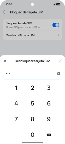 Introduce el código PIN y pulsa el icono de aceptar. Introduce el código PIN y pulsa el icono de aceptar.