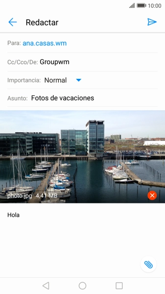 Pulsa el icono de envío cuando termines de escribir el correo electrónico. Pulsa el icono de envío cuando termines de escribir el correo electrónico.