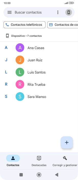 Pulsa el icono de nuevo contacto. Pulsa el icono de nuevo contacto.