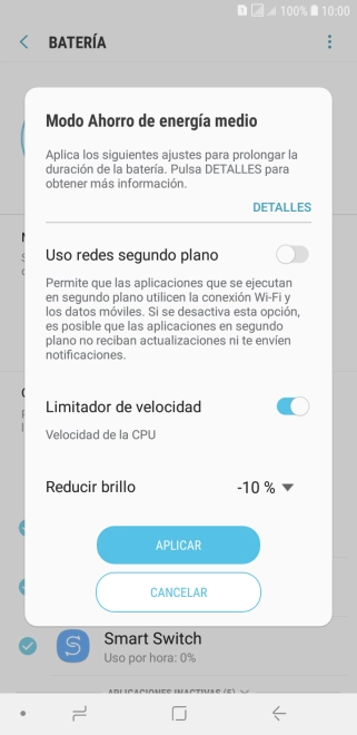 Pulsa APLICAR para activar la función.