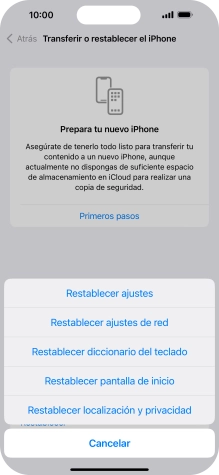 Pulsa Restablecer ajustes.