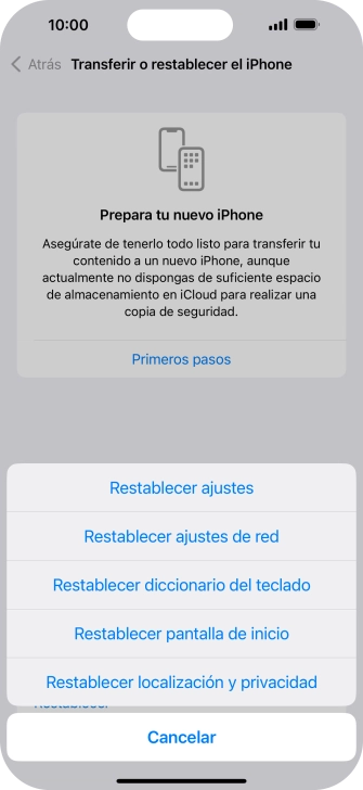 Pulsa Restablecer ajustes.