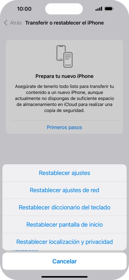 Pulsa Restablecer ajustes.