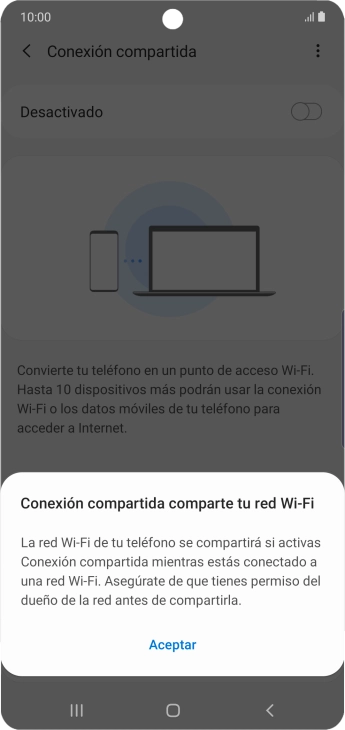 Si la función de wifi está activada, pulsa Aceptar. Si la función de wifi está activada, pulsa Aceptar.