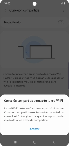 Si la función de wifi está activada, pulsa Aceptar. Si la función de wifi está activada, pulsa Aceptar.