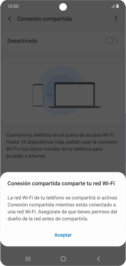 Si la función de wifi está activada, pulsa Aceptar. Si la función de wifi está activada, pulsa Aceptar.