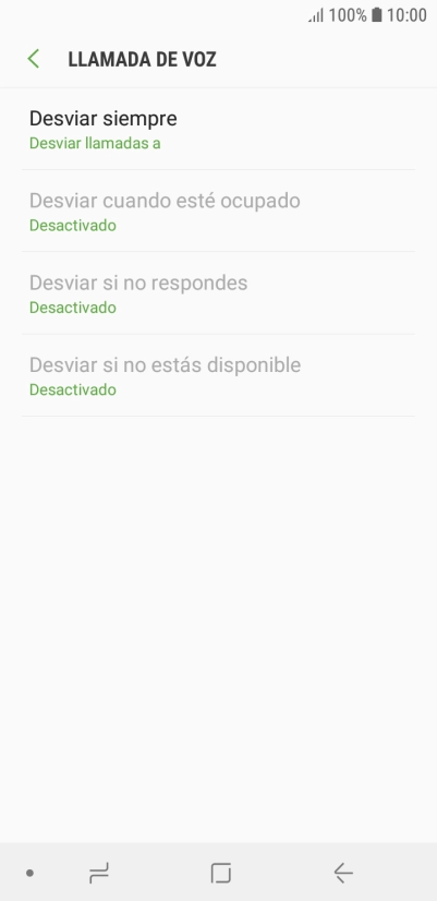 Pulsa el tipo de desvío deseado. Pulsa el tipo de desvío deseado.