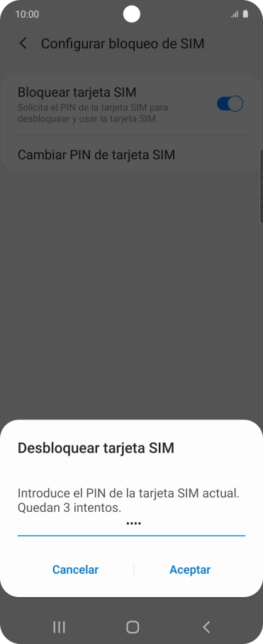 Introduce tu código PIN y pulsa Aceptar. Introduce tu código PIN y pulsa Aceptar.
