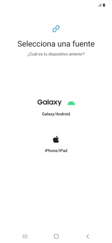 Pulsa el ajuste deseado y sigue las instrucciones de la pantalla para transferir el contenido del otro teléfono. Pulsa el ajuste deseado y sigue las instrucciones de la pantalla para transferir el contenido del otro teléfono.