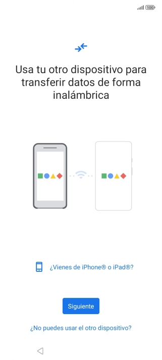 Sigue las indicaciones de la pantalla para transferir contenido desde otro teléfono. Sigue las indicaciones de la pantalla para transferir contenido desde otro teléfono.