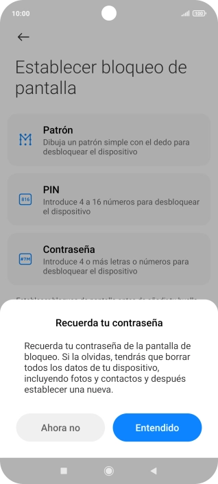 Pulsa Entendido y sigue las indicaciones de la pantalla para crear un código de seguridad del teléfono adicional. Pulsa Entendido y sigue las indicaciones de la pantalla para crear un código de seguridad del teléfono adicional.