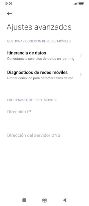 Pulsa Itinerancia de datos. Pulsa Itinerancia de datos.
