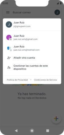 Pulsa la cuenta de correo electrónico deseada. Pulsa la cuenta de correo electrónico deseada.