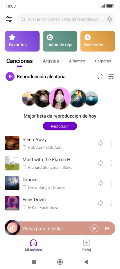 Pulsa el archivo de música deseado. Pulsa el archivo de música deseado.