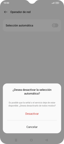 Pulsa Desactivar para desactivar la función y espera mientras el teléfono está buscando redes.