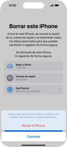 Pulsa Borrar el iPhone. Pulsa Borrar el iPhone.