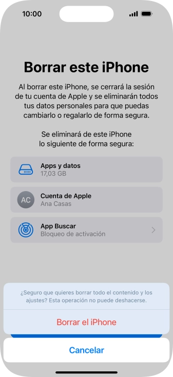 Pulsa Borrar el iPhone. Pulsa Borrar el iPhone.