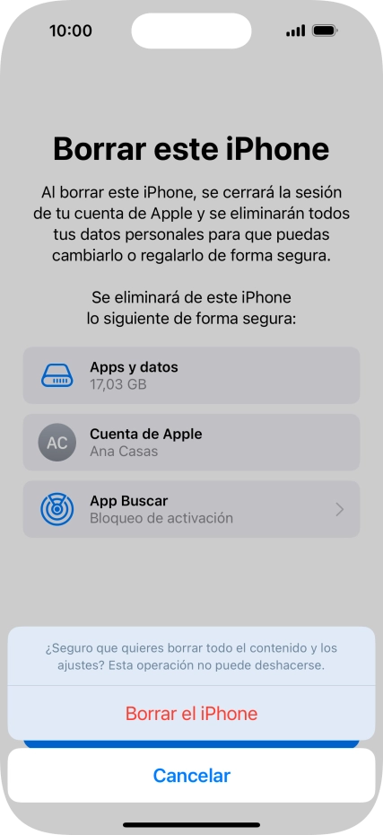 Pulsa Borrar el iPhone. Pulsa Borrar el iPhone.