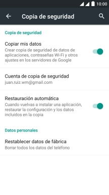 Pulsa Restablecer datos de fábrica. Pulsa Restablecer datos de fábrica.