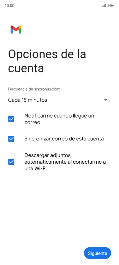 Si aparece en la pantalla esta imagen, tu cuenta de correo electrónico ha sido reconocida y configurada automáticamente. Sigue las indicaciones de la pantalla para introducir más información y terminar la configuración. Si aparece en la pantalla esta imagen, tu cuenta de correo electrónico ha sido reconocida y configurada automáticamente. Sigue las indicaciones de la pantalla para introducir más información y terminar la configuración.