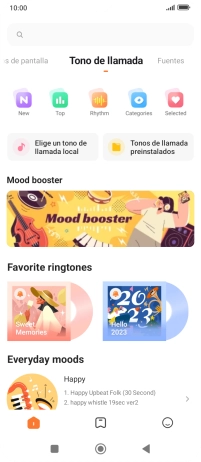 Si deseas seleccionar un timbre de llamada que no sea un timbre de llamada predeterminado, pulsa Elige un tono de llamada local y sigue las indicaciones de la pantalla para seleccionar la melodía deseada. Si deseas seleccionar un timbre de llamada que no sea un timbre de llamada predeterminado, pulsa Elige un tono de llamada local y sigue las indicaciones de la pantalla para seleccionar la melodía deseada.